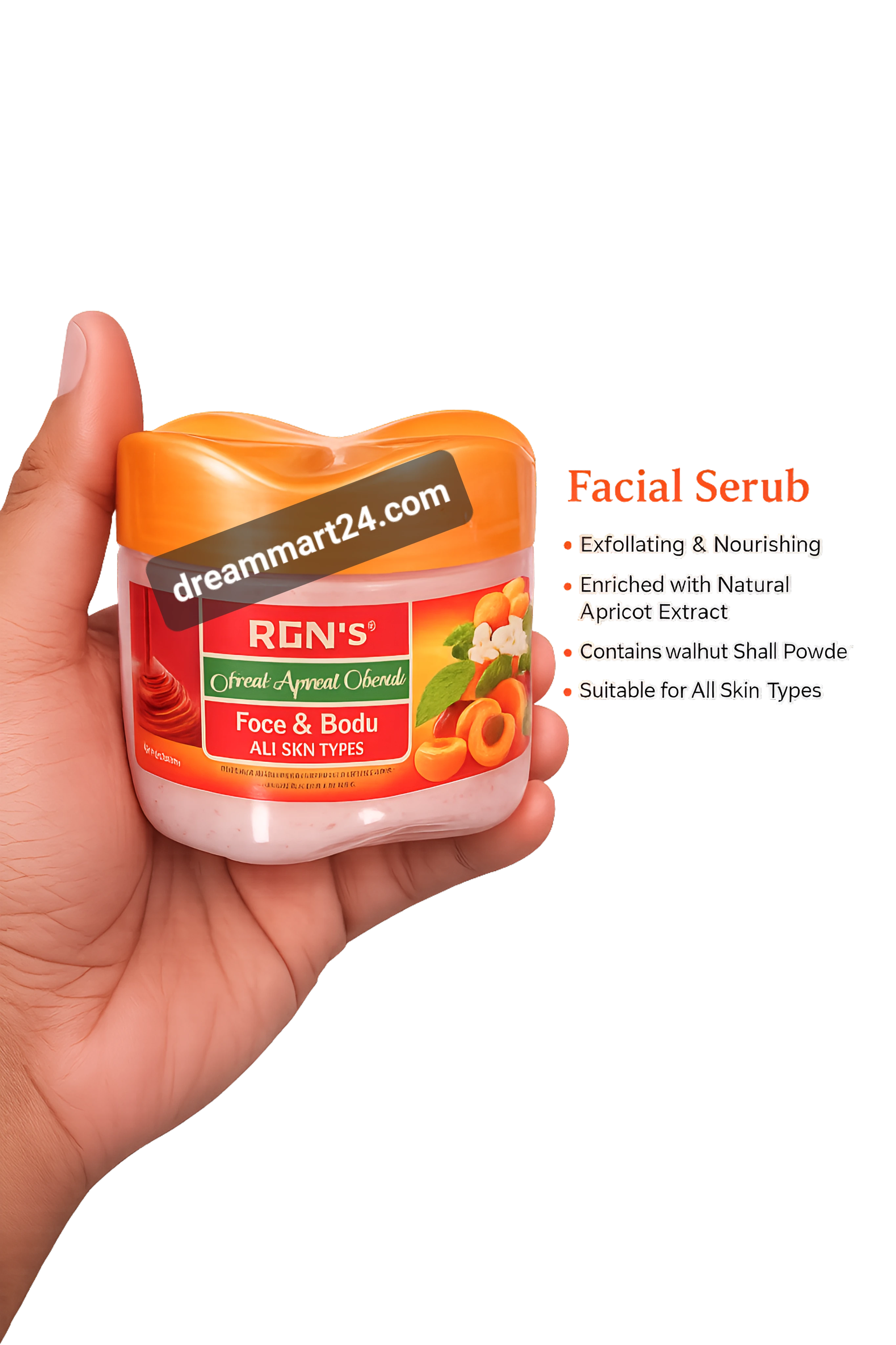 RON'S Fresh Apricot Face & Body Scrub 250 gram with Natural Extracts (All Skin Types) image 2