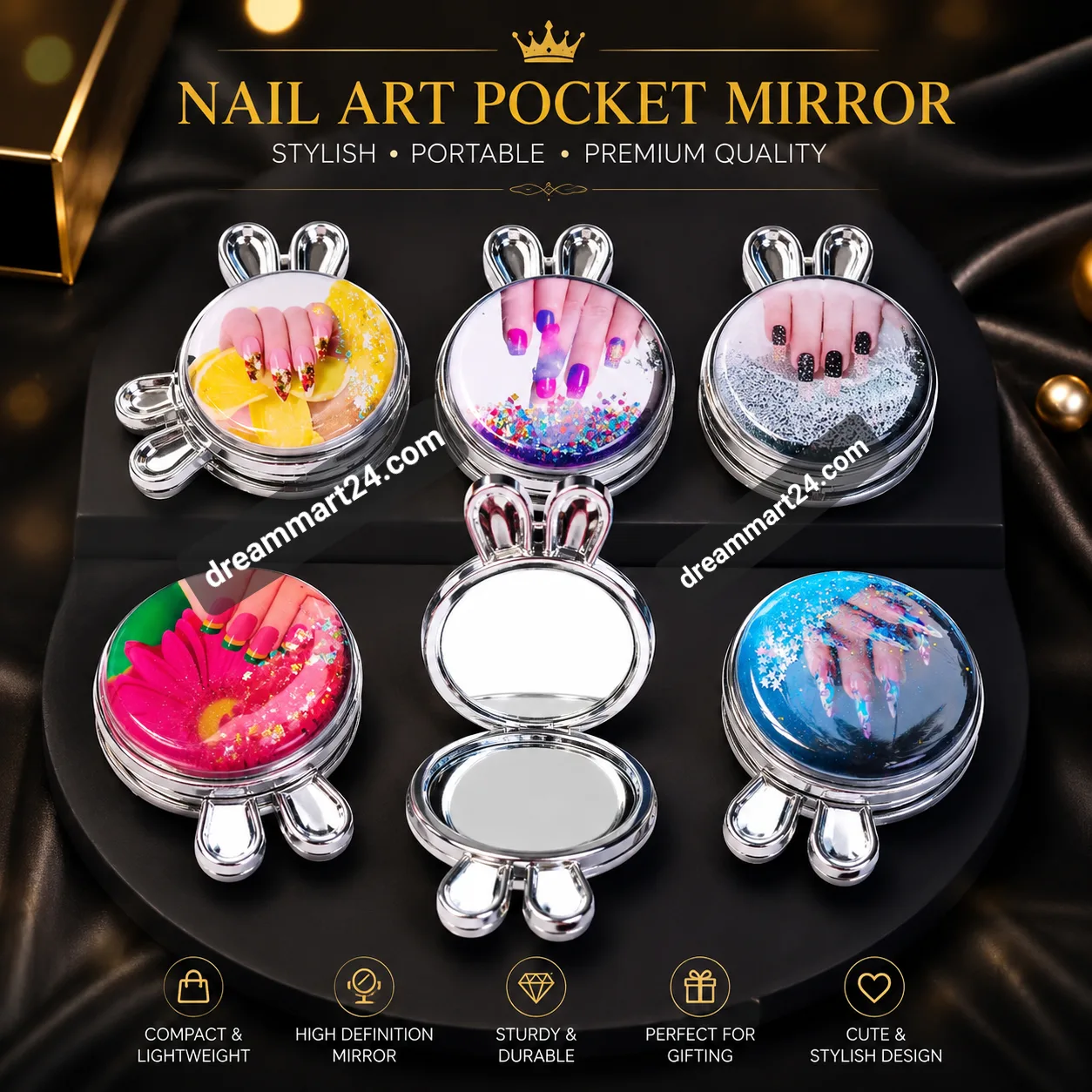 Premium Multi-Color Cute Pocket Mirror - Dual Sided Foldable Mini Makeup Mirror for Girls image 2