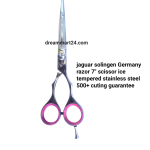 Jaguar solingen Germany 7" razor scissor ice tempered stainless steel 500+ cutting guarantee